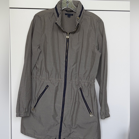 Tommy Hilfiger Jackets & Blazers - Tommy Hilfiger Striped Zip-Front Trench Coat - Blue & White